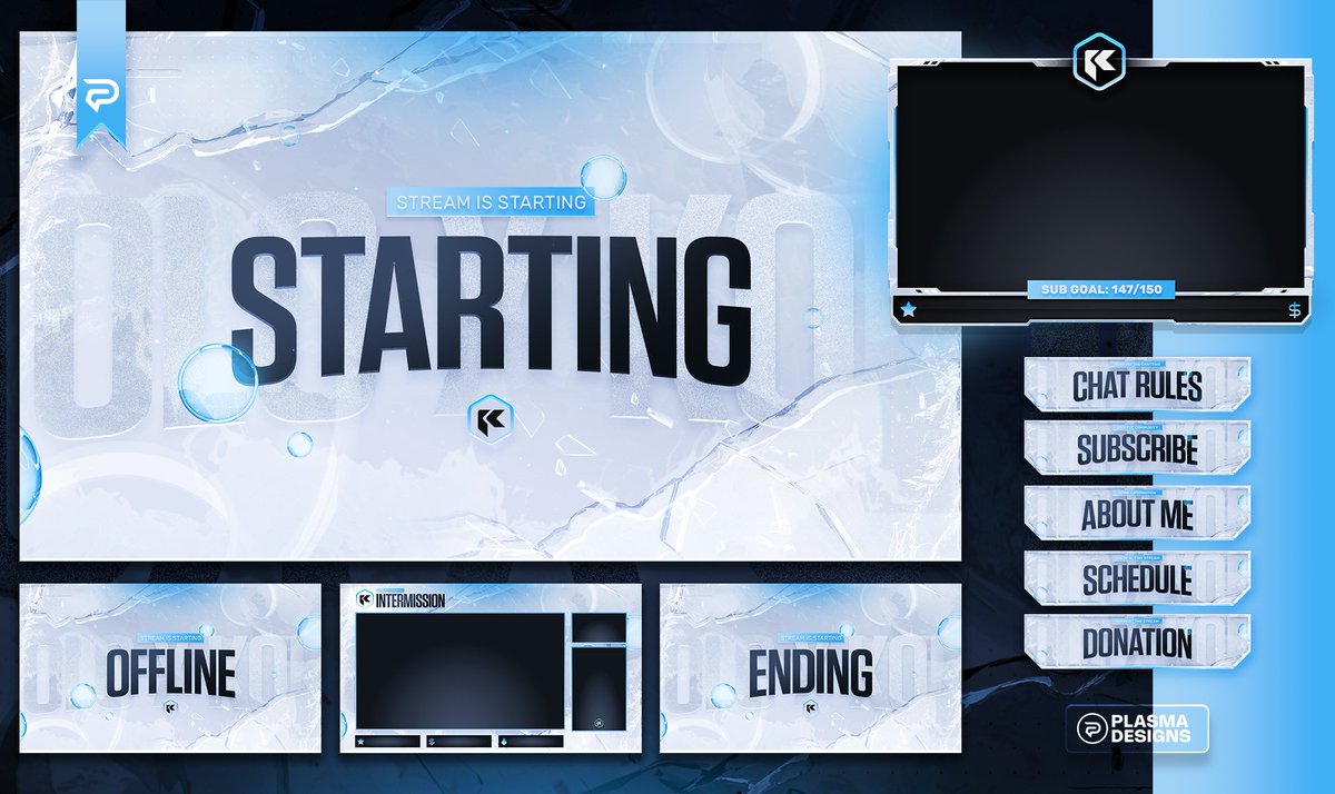 Logo &amp; Stream Package for my client: @KoloDoesTweet 
Support is appreciated 💙

🔗Get in touch → PlasmaDesigns.co