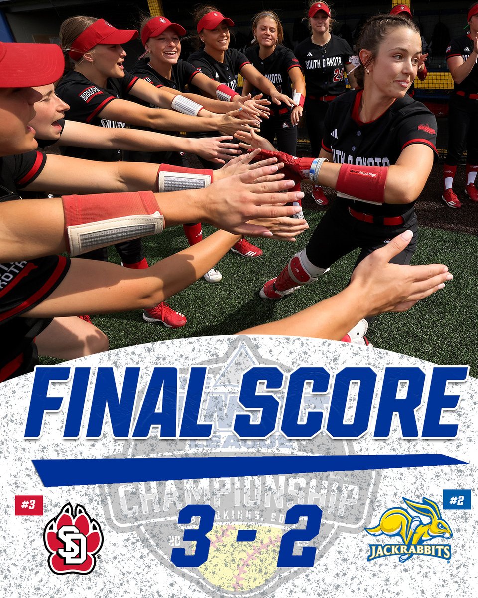 The Summit League (@thesummitleague) on Twitter photo π
ππππ πππππ
<a href="/SDCoyotesSB/">South Dakota Softball</a> is heading to the Championship gameβΌοΈ
#ReachTheSummit x #SummitSB π
ππππ πππππ
<a href="/SDCoyotesSB/">South Dakota Softball</a> is heading to the Championship gameβΌοΈ
#ReachTheSummit x #SummitSB