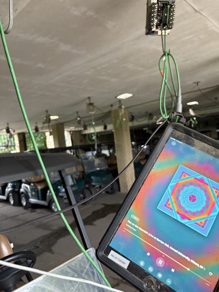 IceColdBluePow's tweet image. Hijacked the aux at work. It’s been Panic in the Streets and Cornell ’77 all day at the course, never been happier