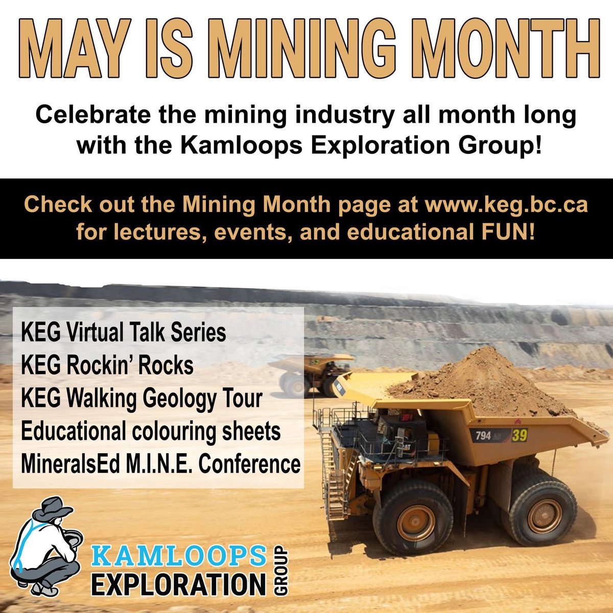 Celebrate #BCMiningMonth with The Kamloops Exploration Group! Check out keg.bc.ca/outreach/minin… for lecture information, events and educational fun!!