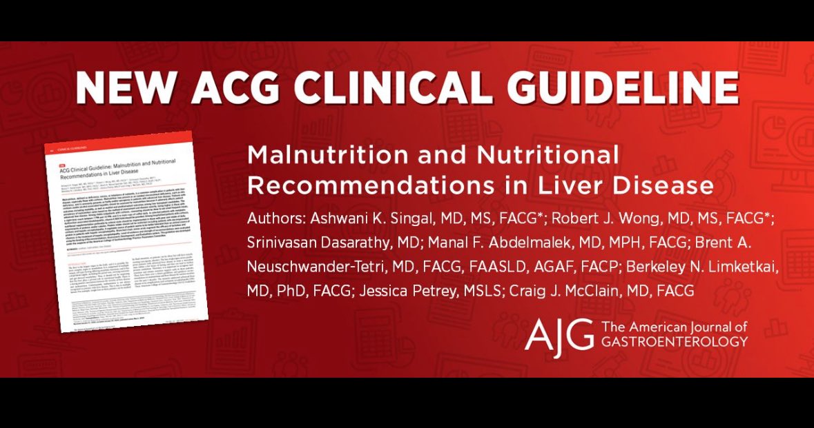 New ACG Clinical Guideline: Malnutrition in Liver Disease
Malnutrition affects up to 80% of cirrhotics—yet often overlooked. Early nutrition care = better outcomes

Read full guideline : journals.lww.com/ajg/fulltext/2…
<a href="/AmCollegeGastro/">ACG</a>