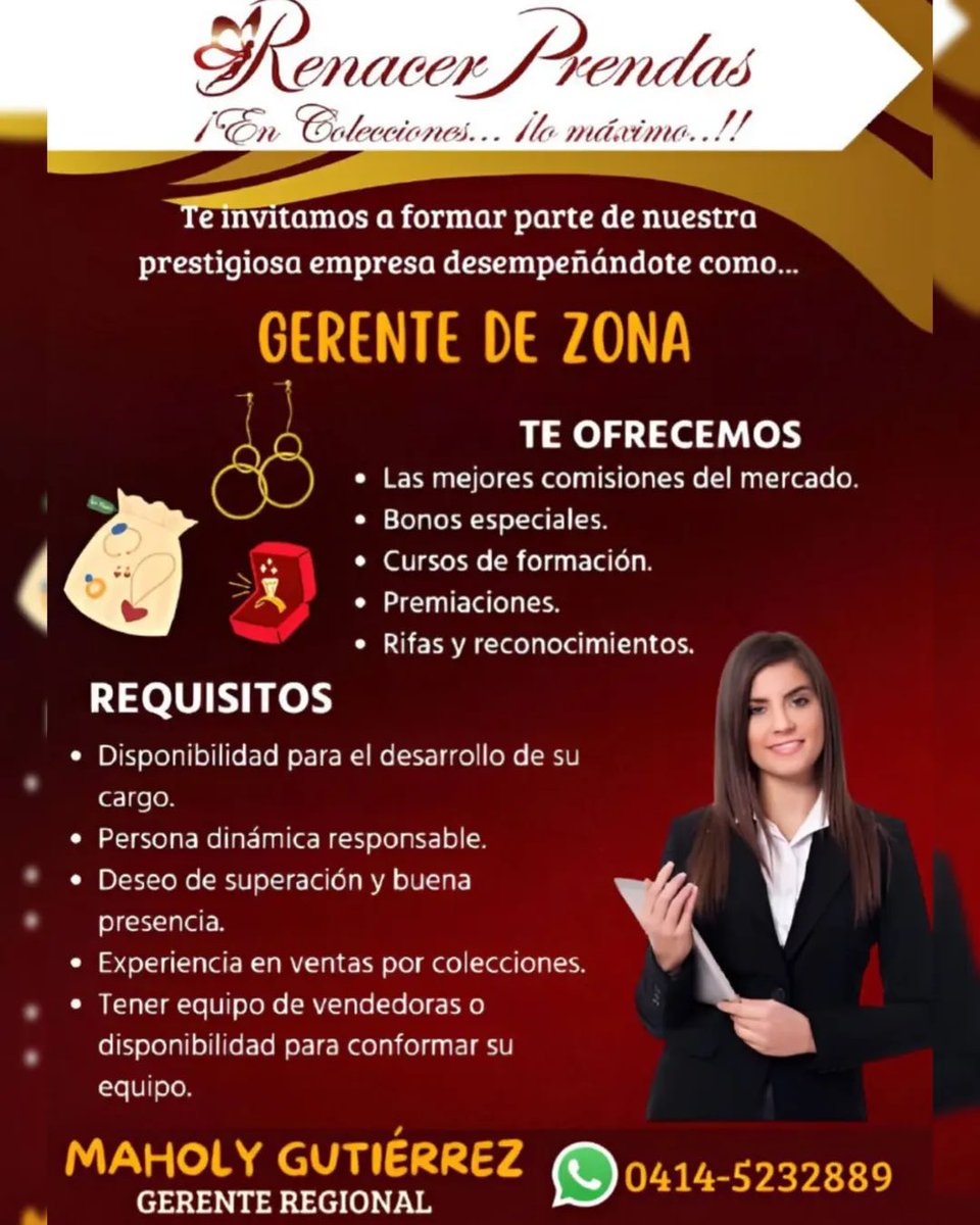 Estamos buscando personas como tú para el cargo de:

🔶 GERENTE DE ZONA 🔶

📲 Contáctanos hoy mismo
📞 Maholy Gutiérrez – Gerente Regional
📱 0414-5232889 (¡escríbenos por WhatsApp!)

🔗 ¡Únete a nuestra prestigiosa empresa y alcanza el éxito con nosotros!
.
.
#Vacante #Empleo