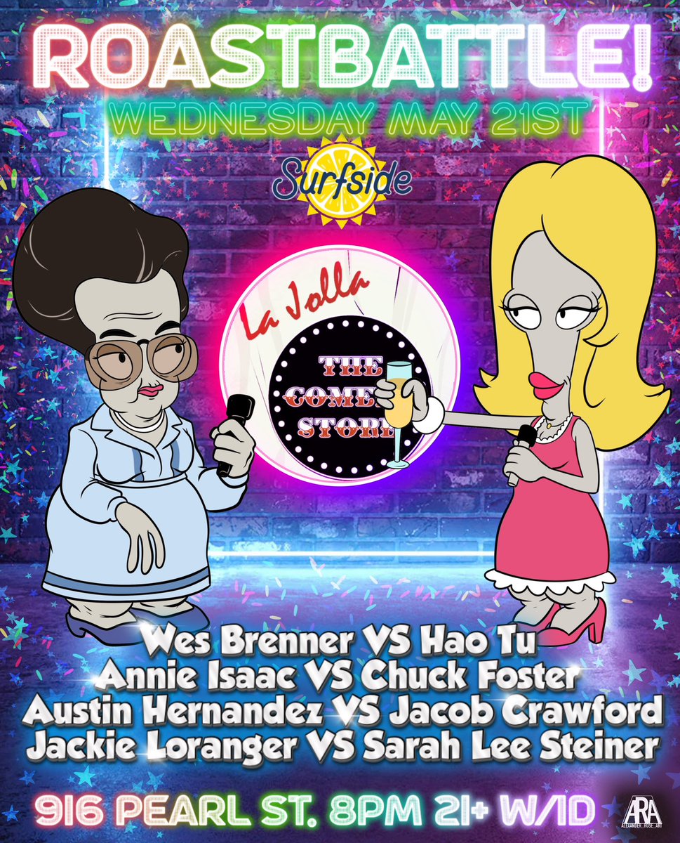 The San Diego Roast Battle 2 Year Anniversary continues Wednesday, May 21st <a href="/ComedyStoreLJ/">ComedyStoreLJ</a>! Tickets &gt;&gt;&gt; showclix.com/event/roast-ba… #sandiego #roastbattle