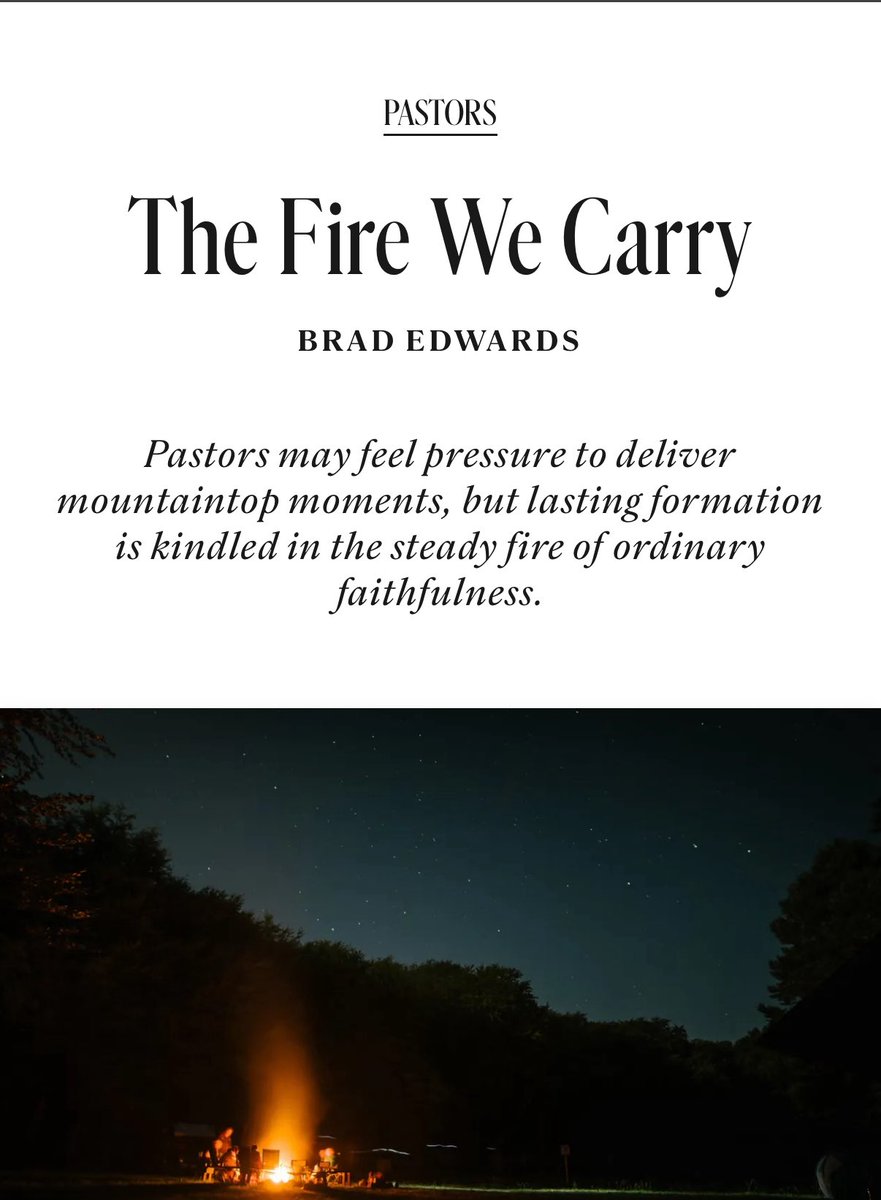 Pastors may feel pressure to deliver mountaintop moments, but lasting formation is kindled in the steady fire of ordinary faithfulness. <a href="/cbradedwards/">Brad Edwards</a> christianitytoday.com/2025/05/the-fi…