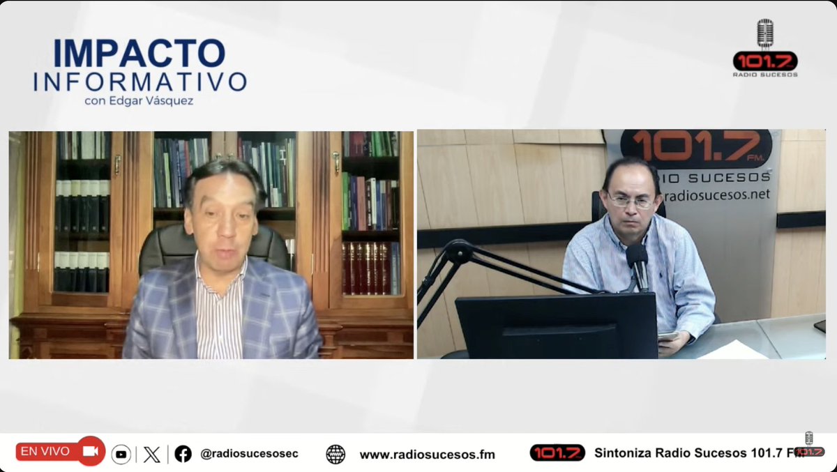Radio Sucesos Ecuador (@radiosucesosec) on Twitter photo ⚫️<a href="/Elimpactoinform/">Impacto Informativo</a> junto a <a href="/e6vasquez/">Edgar Vásquez</a>| 🎙️ Pedro Velasco, asambleísta por Carchi, sobre la conclusión del periodo legislativo 2023-2025.
🗣️ “A veces, lo que se ha evidenciado son cuestionamientos a nuestros organismos de control a las fuerzas armadas por algunos actos que desde ⚫️<a href="/Elimpactoinform/">Impacto Informativo</a> junto a <a href="/e6vasquez/">Edgar Vásquez</a>| 🎙️ Pedro Velasco, asambleísta por Carchi, sobre la conclusión del periodo legislativo 2023-2025.
🗣️ “A veces, lo que se ha evidenciado son cuestionamientos a nuestros organismos de control a las fuerzas armadas por algunos actos que desde