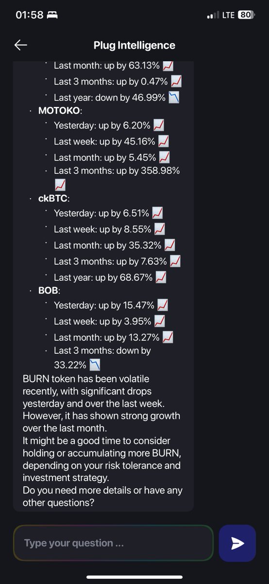 Wooow, <a href="/plug_wallet/">Plug</a> implemented personal AI assistant directly to the mobile dApp, first thing what I asking is should I buy more $BURN ?
