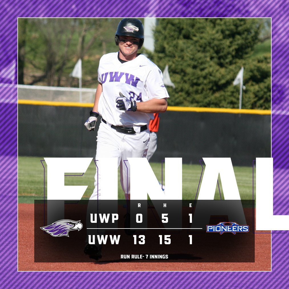 UWW defeats UWP in Game 5 of the Tournament! Warhawks will be back tomorrow against Oshkosh at 11:00am!

Game Highlights:
S. Paden: 1/4, HR, 3 RBIs
A. Cootway: 2/3, HR, RBI
E. Frank: 1/4, HR, 2 RBIs
SP: C. Hansen: 7 IP, 5 Ks