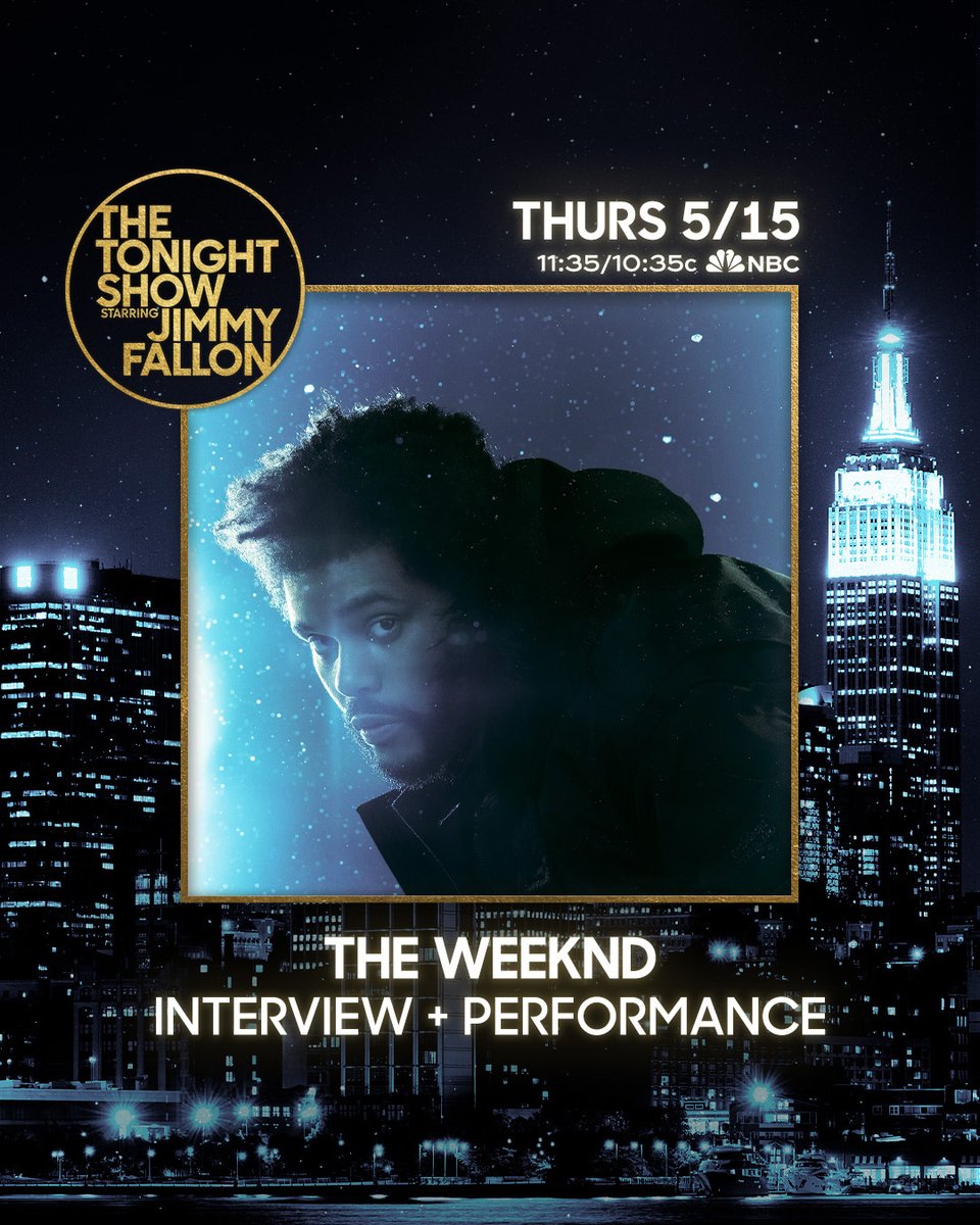 .<a href="/theweeknd/">Abel Tesfaye</a> performs and makes his late night interview debut on The Tonight Show Starring Jimmy Fallon next Thursday, May 15th!

#HURRYUPTOMORROW #FallonTonight