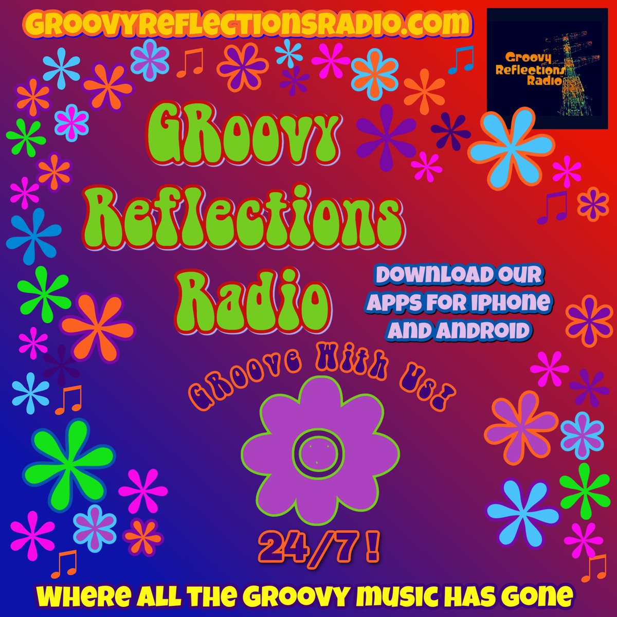 Where all the GRoovy music has gone, 24 hours a day. Listen via the website, groovyreflectionsradio.com (click on the LISTEN Tab), download our mobile app, or ask Alexa to "Play Groovy Reflections Radio."