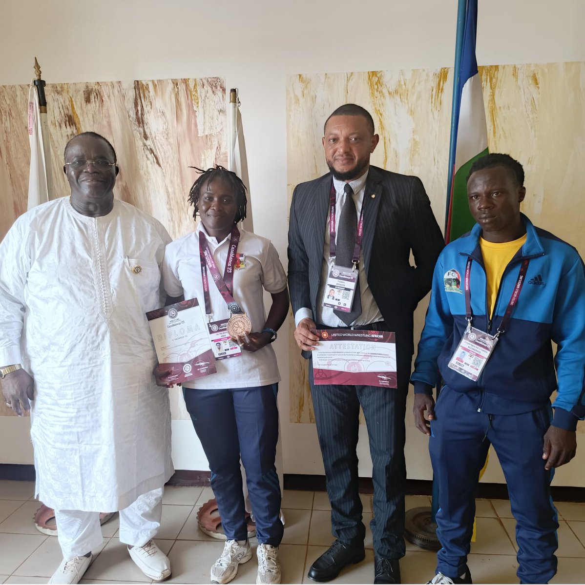 Actualités FNS: Championnat d'Afrique de Lutte à Casablanca du 28 avril au 4 mai 2025. 
ANDE LEC Hej Marline  a décroché la médaille de bronze (60kgs).
🇨🇫🎊🙏💪 #womensport 
<a href="/CNOSCA2/">Comité National Olympique et Sportif Centrafricain</a> <a href="/wrestling/">United World Wrestling</a>