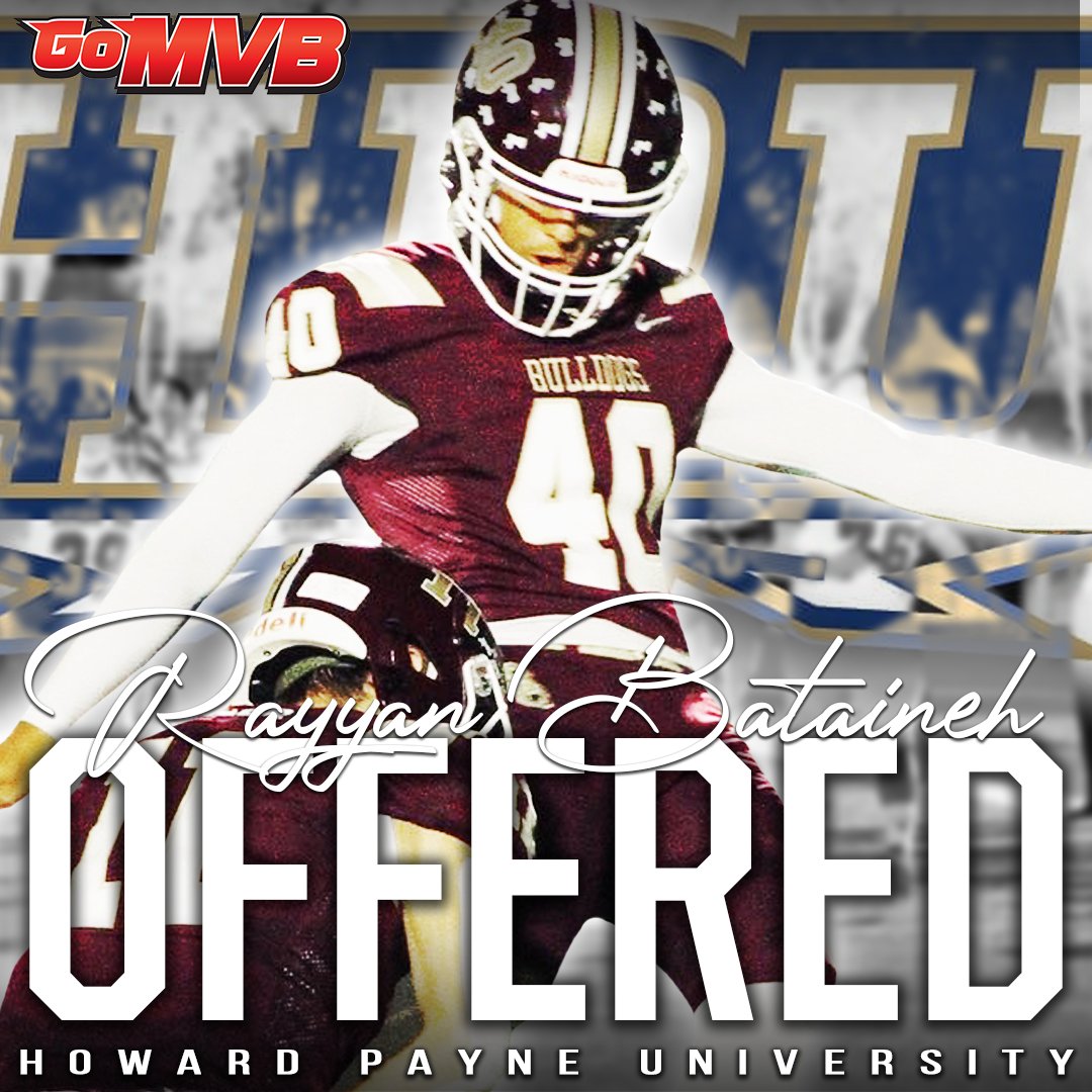 GoMVB Get Seen. Get Serious. Get to the Next Level (@gomvb) on Twitter photo It's Official! Rayyan Bataineh has officially received an offer from Howard Payne University!
'25 K/P
Summercreek HS, TX
Follow: <a href="/rayy_bat/">Rayyan Bataineh</a>
#gomvb #hsfootball #athlete #collegerecruiting #offered It's Official! Rayyan Bataineh has officially received an offer from Howard Payne University!
'25 K/P
Summercreek HS, TX
Follow: <a href="/rayy_bat/">Rayyan Bataineh</a>
#gomvb #hsfootball #athlete #collegerecruiting #offered