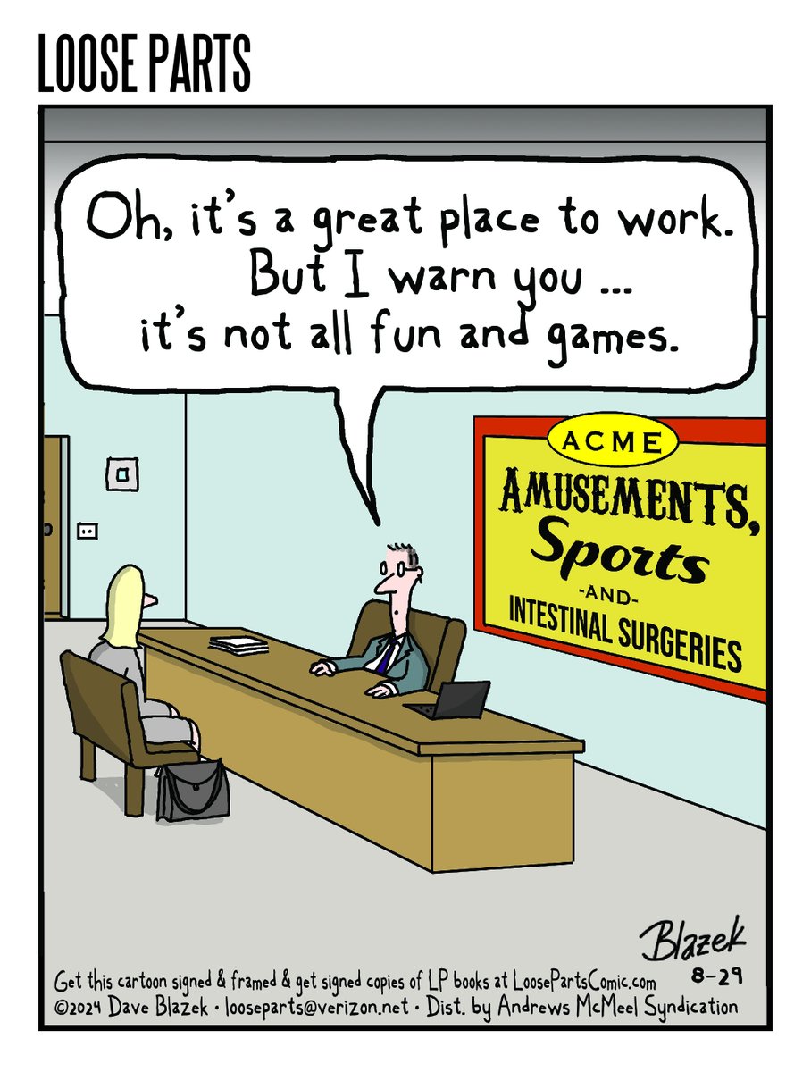 From Page 103 of my latest book, Amusing Thingies. Order one at my website and you can be sure I'm going to doodle in it and sign it up nice for you, or to whomever you'd like to give it to. #Comic #Cartoon #Book #Cartooning #Work #Job