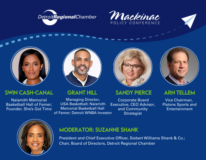 DetroitChamber's tweet photo. Detroit's WNBA Story gets a new chapter at #MPC25. 

Don’t miss a panel conversation with the Naismith Basketball Hall of Fame legends and business leaders behind the bid to bring a team back to Detroit during the 2025 Mackinac Policy Conference.

Learn more at:
https://t.co/FSVq02TT8S
