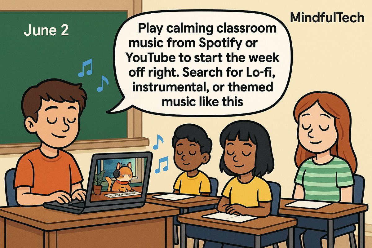 lisdtechtips's tweet image. Play calming classroom music from Spotify or YouTube to start the week off right. Search for Lo-fi, instrumental, or themed music like this🎵 #MindfulTech
youtu.be/GJEb6jOM07s?si…
