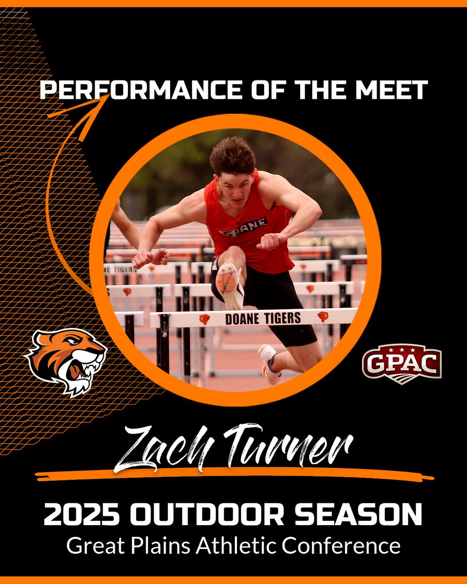 DoaneAthletics's tweet image. Congrats to Zach Turner on receiving the GPAC Outdoor Championships Men's Performance of the Meet on the track w/ his NAIA record time in the 400m hurdles. AND Congrats to the Doane Track and Field Coaching Staff, named the GPAC Men's &amp;amp; Women's Outdoor Coaching Staff of the Year.