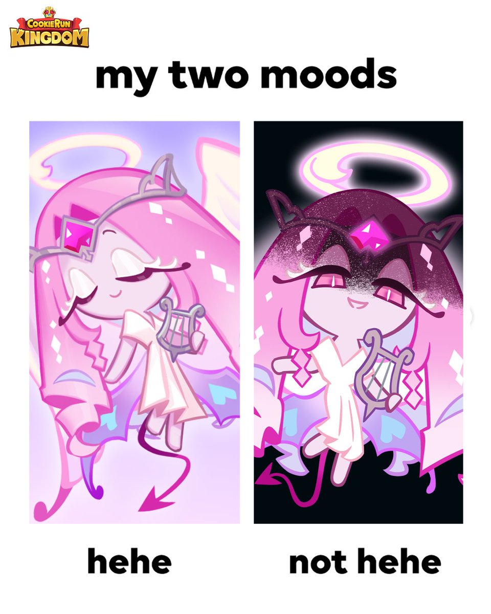 CRKingdomEN's tweet photo. She can be your angle 😇 or yuor devil 😈 Have you met #EternalSugarCookie yet? 💞

#CookieRun #CookieRunKingdom #CRK https://t.co/UMQkzfF90J