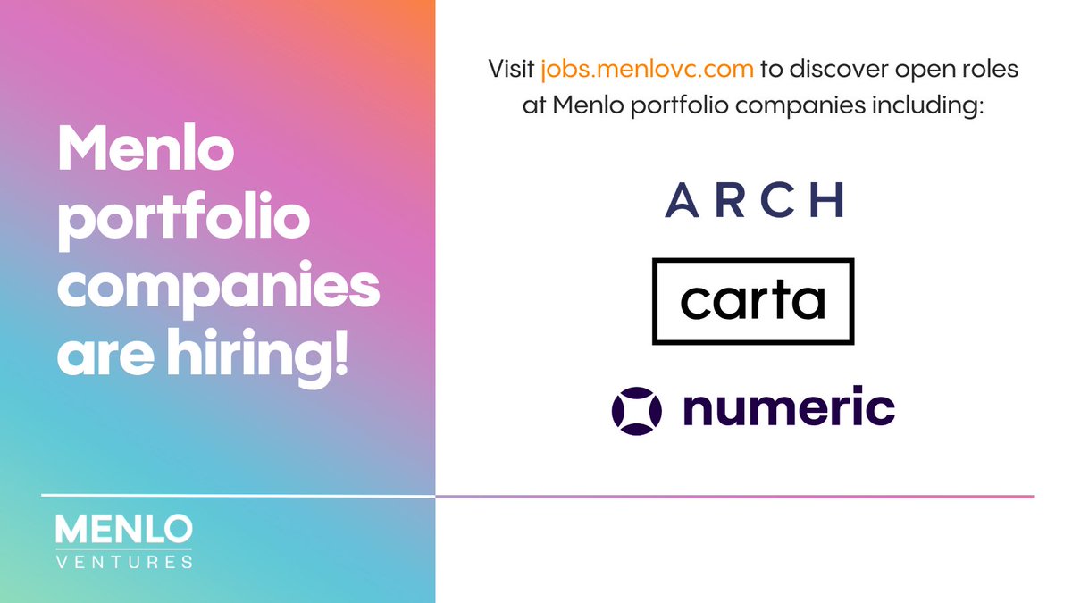 Y2Kandace's tweet image. ✨#NowHiring ✨
Are you ready to shape the future of finance? 🚀 This week's spotlight features startups transforming financial services: @gotk1s, @cartainc, and @numeric_io They're creating the financial infrastructure of tomorrow. Want to join? Visit mnlo.vc/Careers!