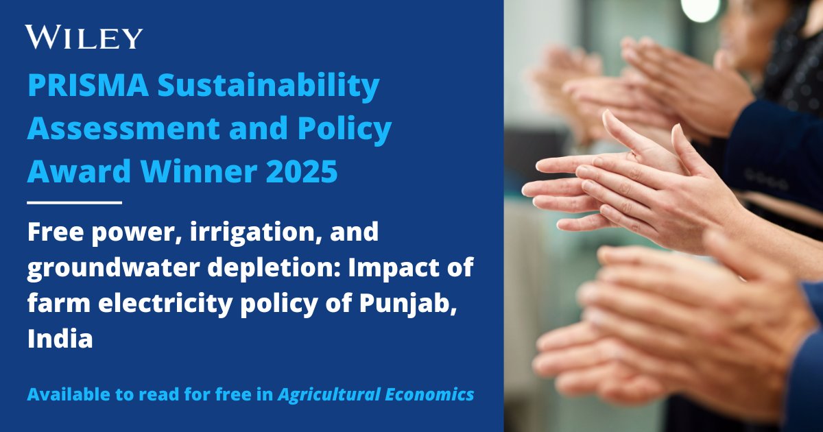 Wiley Economics (@wileyeconomics) on Twitter photo 🏆 Congratulations to Disha Gupta for winning the PRISMA Sustainability Assessment and Policy Award 2025, presented at <a href="/DresdenNexus/">Dresden Nexus Conference</a>!
Read the award-winning article free, in Agricultural Economics from <a href="/IAAEAgEcon/">Int. Association of Agricultural Economists</a>: ow.ly/Aiyk50VPz9o 🏆 Congratulations to Disha Gupta for winning the PRISMA Sustainability Assessment and Policy Award 2025, presented at <a href="/DresdenNexus/">Dresden Nexus Conference</a>!
Read the award-winning article free, in Agricultural Economics from <a href="/IAAEAgEcon/">Int. Association of Agricultural Economists</a>: ow.ly/Aiyk50VPz9o
