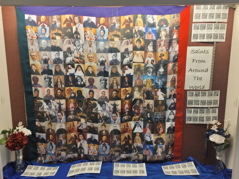 Equity and Social Justice (Ms. Torto -ACS) (@acs_justice) on Twitter photo Our contribution to Catholic Education week was to hang and draw focus to this beautiful tapestry given to us from St. John's... with QR codes for each Saint! Thank you <a href="/SJCEagles/">St. John's College</a> ❤️ <a href="/assumptionlion/">Assumption CS</a> <a href="/bhncdsb/">BHNCDSB</a> Our contribution to Catholic Education week was to hang and draw focus to this beautiful tapestry given to us from St. John's... with QR codes for each Saint! Thank you <a href="/SJCEagles/">St. John's College</a> ❤️ <a href="/assumptionlion/">Assumption CS</a> <a href="/bhncdsb/">BHNCDSB</a>
