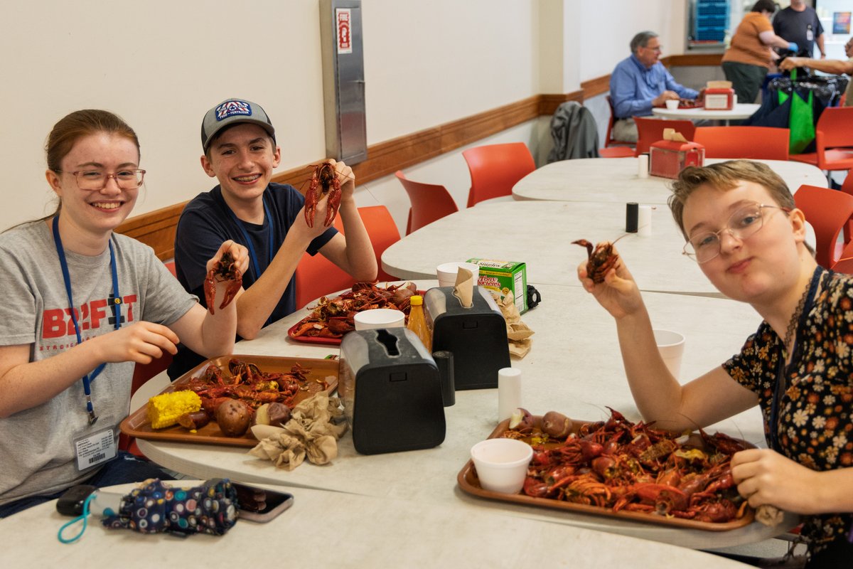 LSMSA's tweet image. The storms that blew through on Tuesday couldn't stop us from celebrating the end of the year with a proper #crawfish boil—we just had to move it indoors! 😍 Thanks to everyone who pitched in to make it a success.