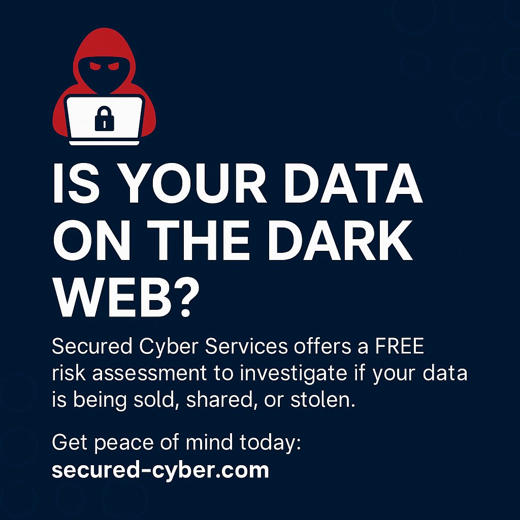 SecuredCyberVA's tweet image. 🕵️‍♂️ Is Your Data on the Dark Web?

Emails, passwords, or sensitive info could already be exposed.

🔍 We offer a FREE risk assessment to find out.

Don’t wait for a breach.
➡️ secured-cyber.com
#CyberSecurity #DarkWebScan #SecuredCyber #StaySecure