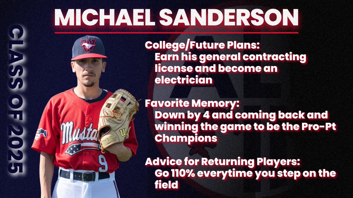 Thank you, Michael Sanderson, for the energy you brought when you stepped on the field. You’ve shown what it means to play with Mustang pride.