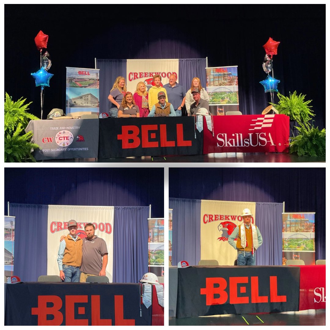 Dickson County Schools CTE (@dcs_cte) on Twitter photo Shoutout to Dallas for signing with Bell Construction Company! After thriving as a welding student at CWHS, and then completing his WBL internship with Bell Construction his senior year- he’s now committing to continue a career in construction!
#WBLinTN
<a href="/DCS_TN/">Dickson Co Schools</a>
<a href="/creekwoodhs/">Creek Wood HS</a> Shoutout to Dallas for signing with Bell Construction Company! After thriving as a welding student at CWHS, and then completing his WBL internship with Bell Construction his senior year- he’s now committing to continue a career in construction!
#WBLinTN
<a href="/DCS_TN/">Dickson Co Schools</a>
<a href="/creekwoodhs/">Creek Wood HS</a>