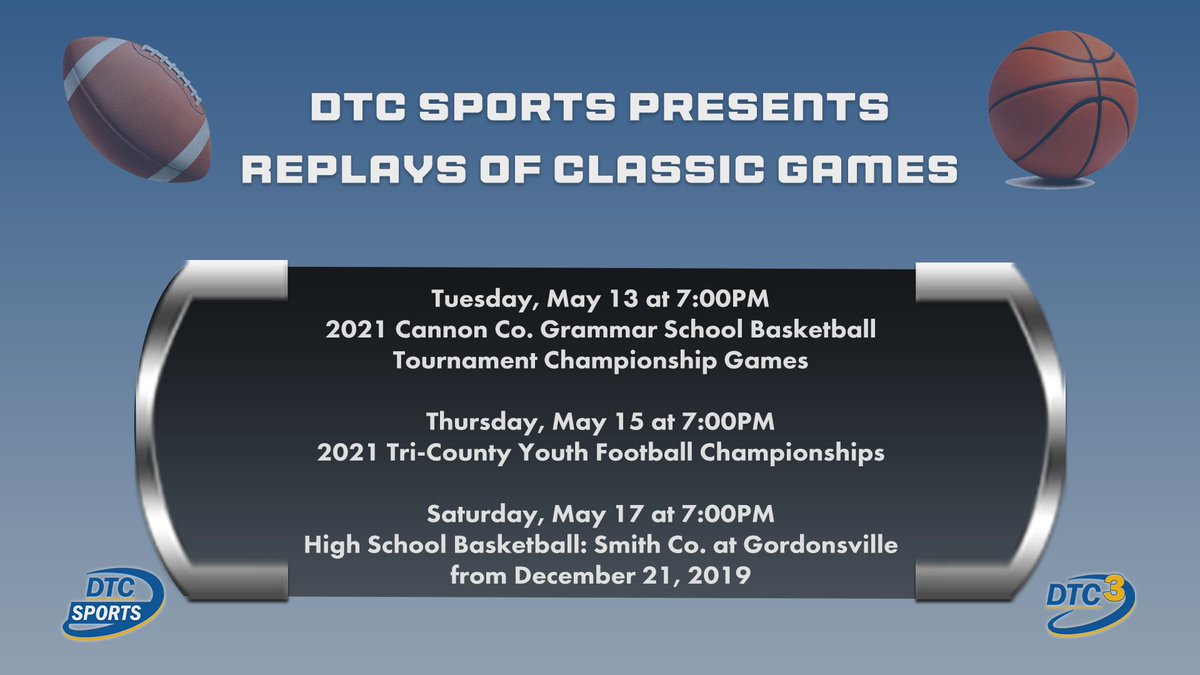 Relive the moments! DTC Sports will be replaying classic games of grade school and high school sports on DTC3 on Tuesday, Thursday, and Saturday evening.