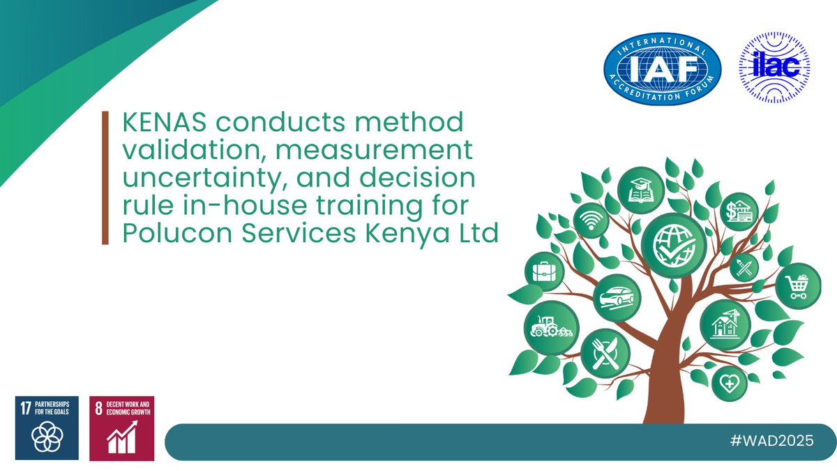 IAF_Global's tweet photo. In July, KENAS facilitated a 5-day ISO/IEC 17025:2017 training program for Polucon Kenya Ltd., that covered key topics as Method Validation, Measurement Uncertainty &amp; Decision Rule.

Read more: https://t.co/enzagFS9Jw

#KENAS #Accreditation #WAD2025 #IAF #ILAC https://t.co/kUA9J8MsFC