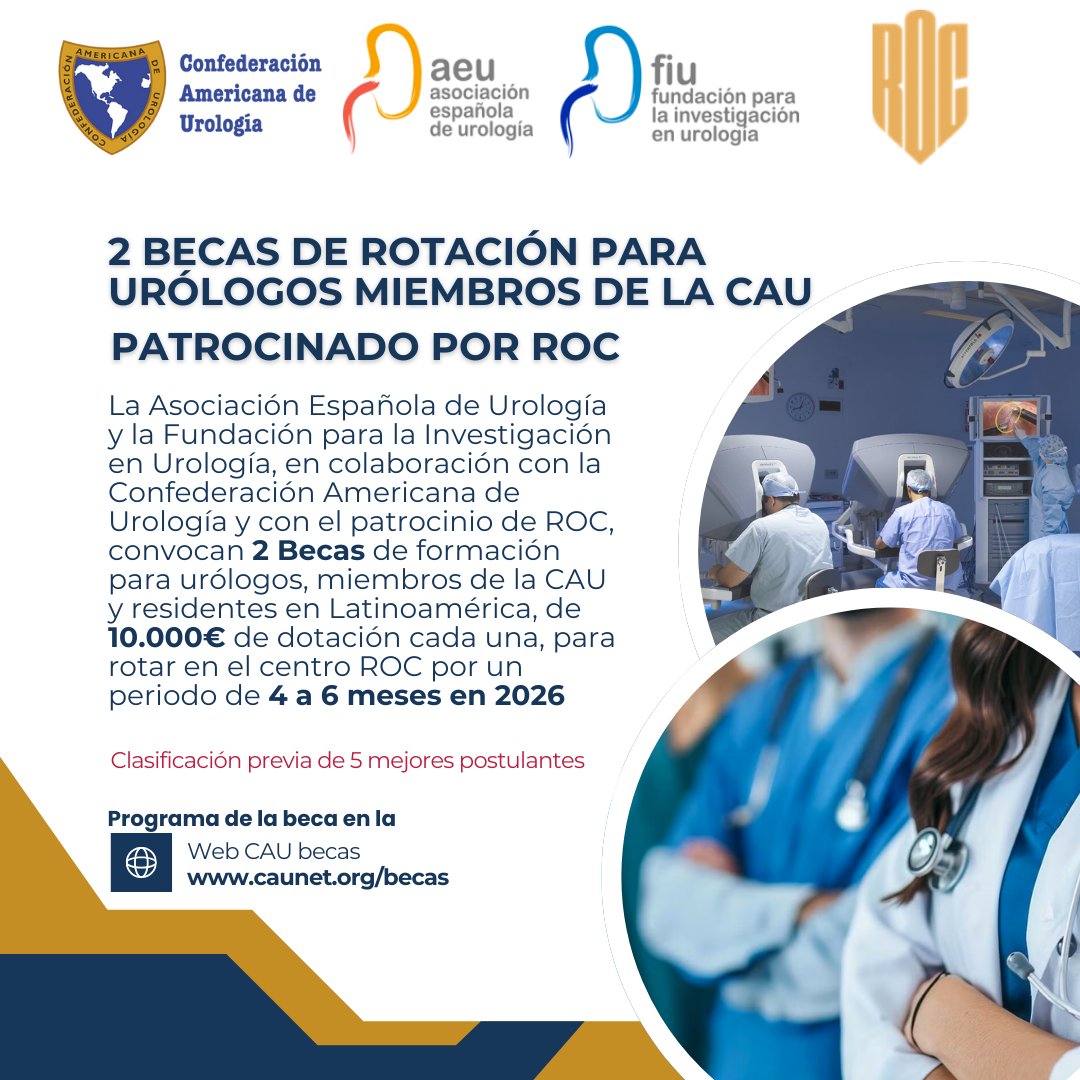 2 Becas de Rotación para Urólogos miembros de la CAU Patrocinado por ROC 

Más Información en: caunet.org/news/2-beca-de…

<a href="/siupurol/">siupurol</a>