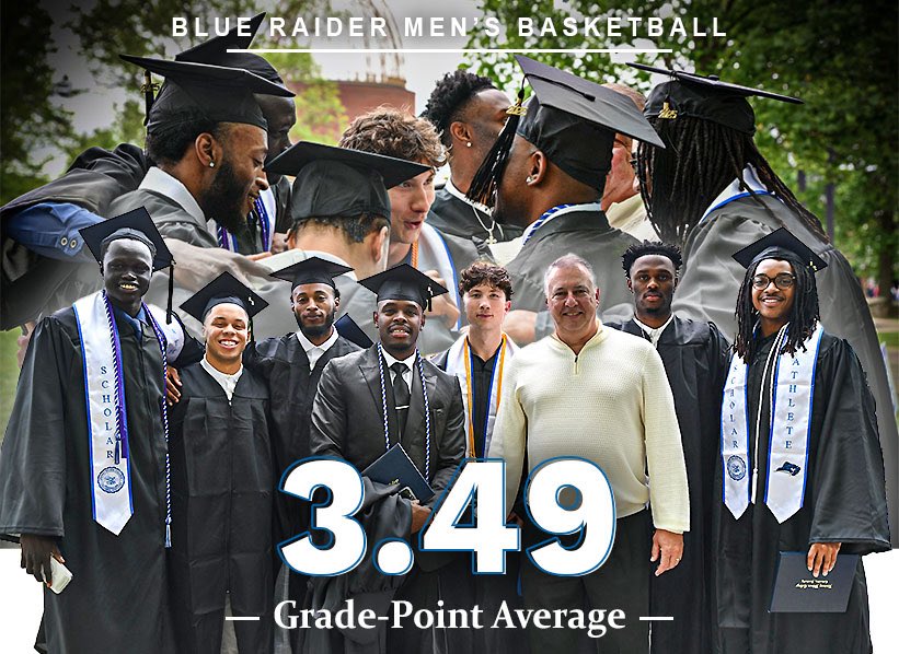 Super proud of this group of young men this year! We were fortunate to have 7 graduates this spring semester! We had 17 total varsity players on our roster this year. This spring our team GPA was an unbelievable 3.49!!!  Congrats Men!!  

#ForEachOther #BlueRaiderHoops