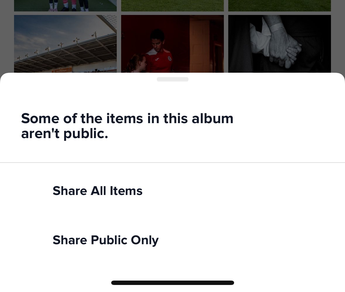 Anyone know how to fix this/or is there an issue with Flickr app? Everything is public and can’t get URL link. Had to get link from browser 

Help. <a href="/Flickr/">Flickr</a> #Flickr