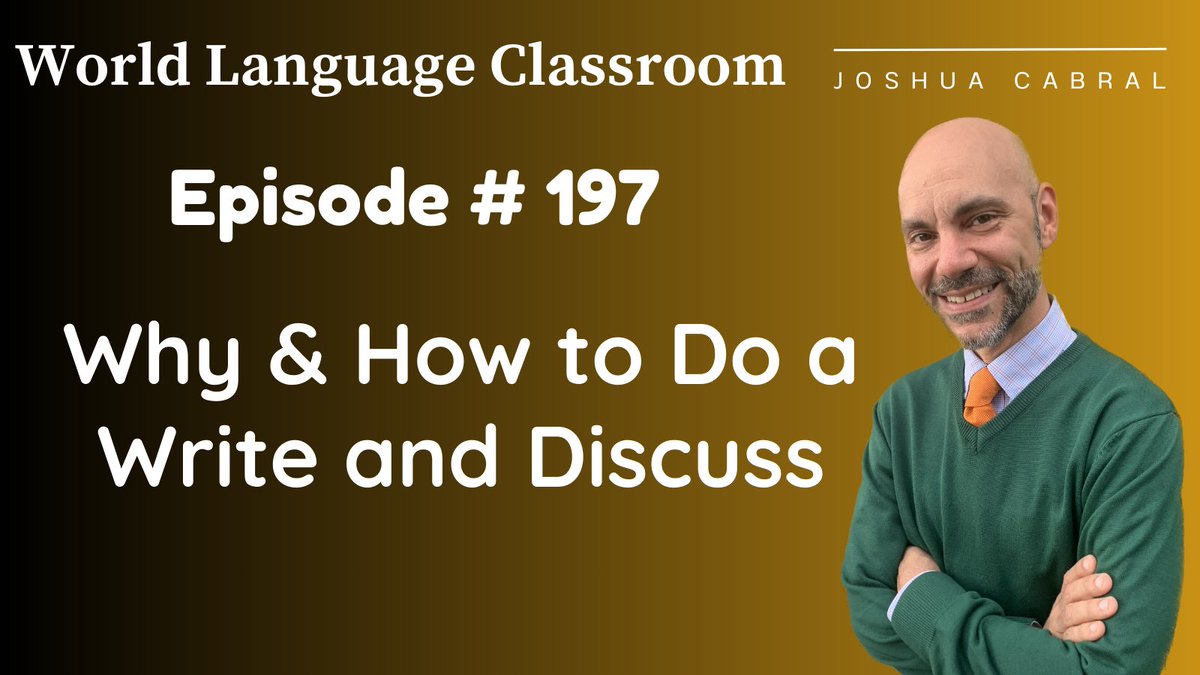 Have you tried Write and Discuss in your language class? No prep. High engagement. Tons of input &amp; output. In this episode, I walk  through the steps, explain why it works, and share tips. #wlclassroompodcast
🎧▶️ podfollow.com/world-language…