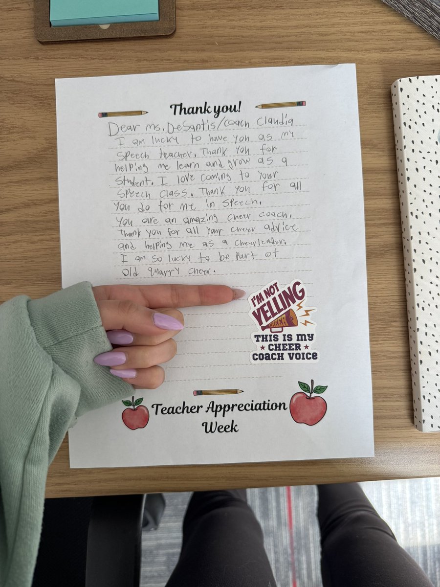 A lovely Random Act of Kindness from a student/athlete! Her sticker choice was 💯