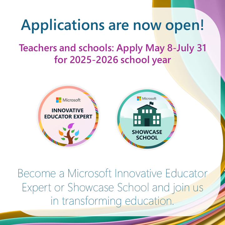 Microsoft AI Skills (@microsoftskills) on Twitter photo Leading educators and schools! Join Microsoft Innovative Educator Experts and Showcase Schools for the 2025-2026 school year. Apply now! aka.ms/mieescs/2025op…
<a href="/MicrosoftEDU/">Microsoft Education</a> Leading educators and schools! Join Microsoft Innovative Educator Experts and Showcase Schools for the 2025-2026 school year. Apply now! aka.ms/mieescs/2025op…
<a href="/MicrosoftEDU/">Microsoft Education</a>
