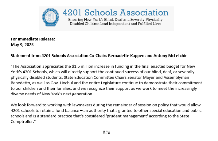 4201 Schools (@4201schools) on Twitter photo NY's 4201 Schools will receive an extra $1.5 million in this year’s state budget, supporting our students’ success & access to essential services!
Thank you <a href="/ShelleyBMayer/">Senator Shelley Mayer</a>, <a href="/mikebenedetto82/">NYS Assembly Member Michael Benedetto</a>, the State Legislature, & <a href="/GovKathyHochul/">Governor Kathy Hochul</a> for your continued support of our students. NY's 4201 Schools will receive an extra $1.5 million in this year’s state budget, supporting our students’ success & access to essential services!
Thank you <a href="/ShelleyBMayer/">Senator Shelley Mayer</a>, <a href="/mikebenedetto82/">NYS Assembly Member Michael Benedetto</a>, the State Legislature, & <a href="/GovKathyHochul/">Governor Kathy Hochul</a> for your continued support of our students.