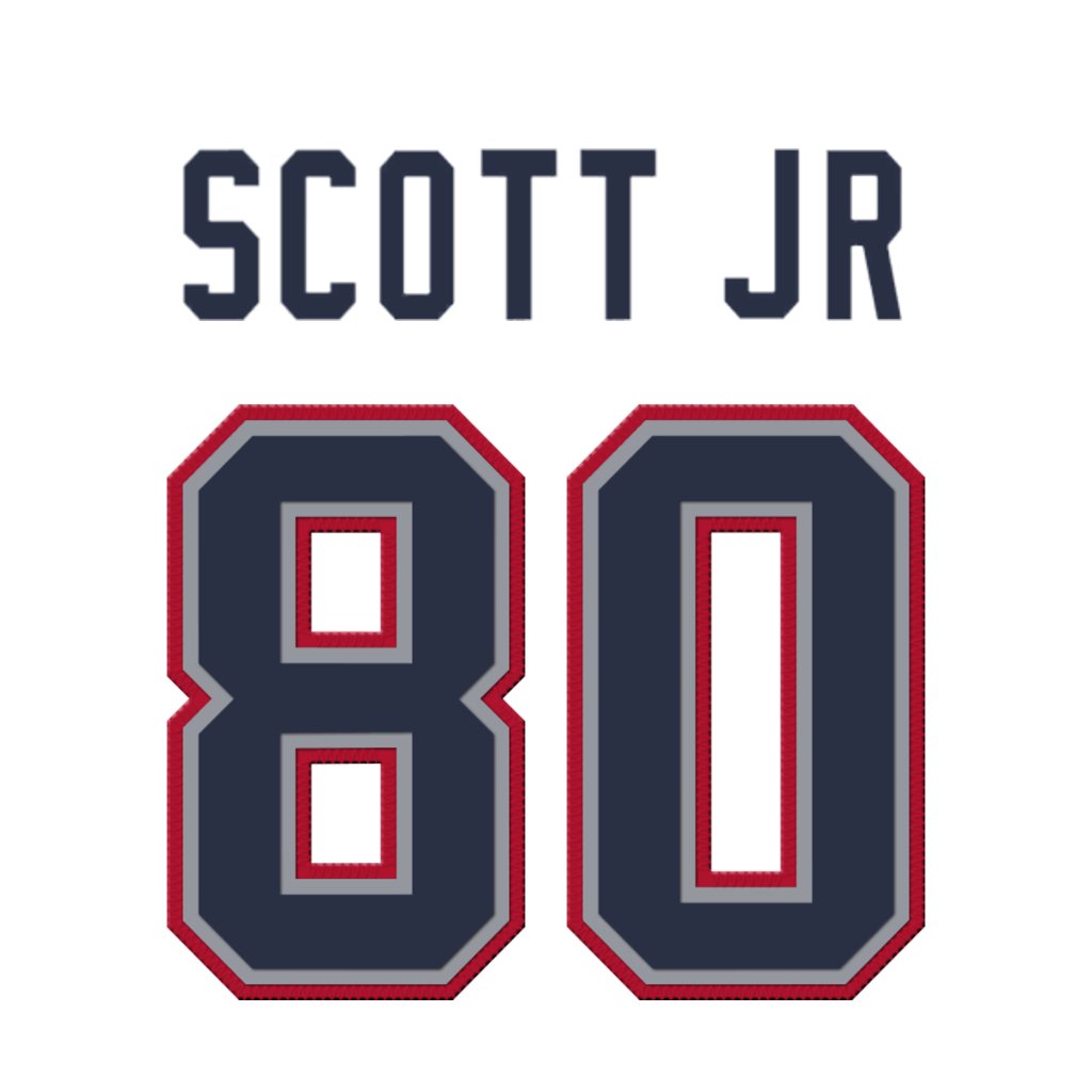 NFL Jersey Numbers (@nfl_jersey_num) on Twitter photo New England Patriots TE Gee Scott Jr. (<a href="/Geescottjr/">Gee Scott Jr.</a>) is wearing number 80. Last assigned to Braylon Sanders. #NEPats New England Patriots TE Gee Scott Jr. (<a href="/Geescottjr/">Gee Scott Jr.</a>) is wearing number 80. Last assigned to Braylon Sanders. #NEPats