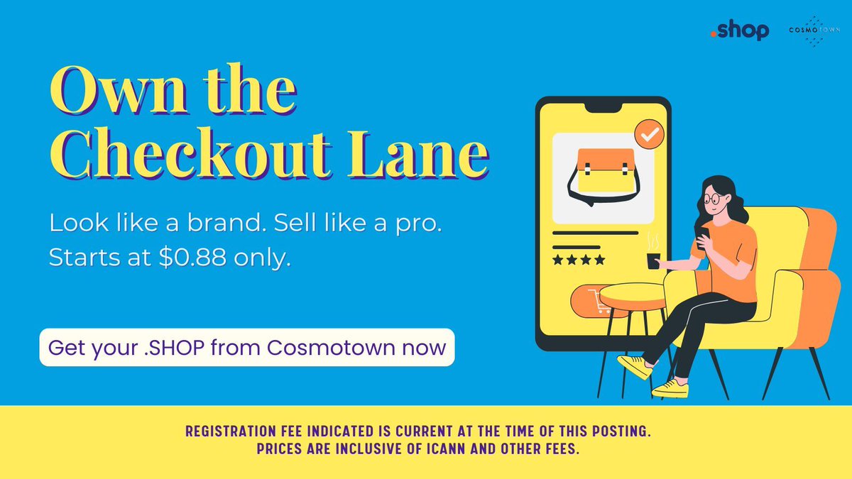 Launching a store? Then your domain should make it clear.
.SHOP instantly says: “I sell — come see what’s in stock.”
It’s clean, clear, and conversion-ready.

Visit Cosmotown to start selling with your .SHOP!
cosmotown.com/registration 

#ecommerce #dotSHOP #onlineselling