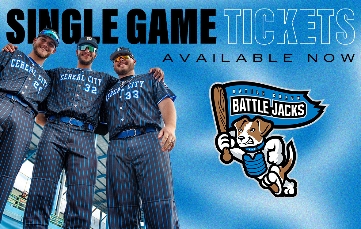 BCBattleJacks's tweet image. Single Game Tickets and Theme Night Ticket Packages are officially LIVE on our website! 🔥
Battle Creek, you know what to do! Hit the link below to shop ticket packages to our most exciting theme night games of the year!
See you at the ballpark 😎
northwoodsleague.com/battle-creek-b…