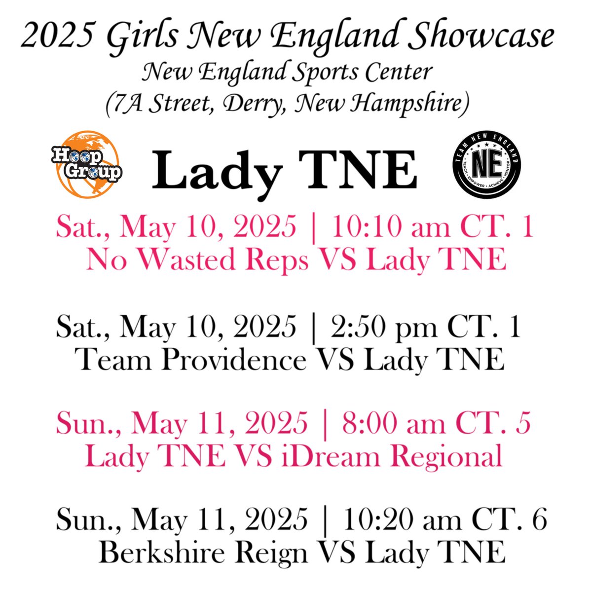 Playing this weekend at Hoop Group New England Showcase in Derry, NH with <a href="/LadyTne/">LadyTeam New England</a>