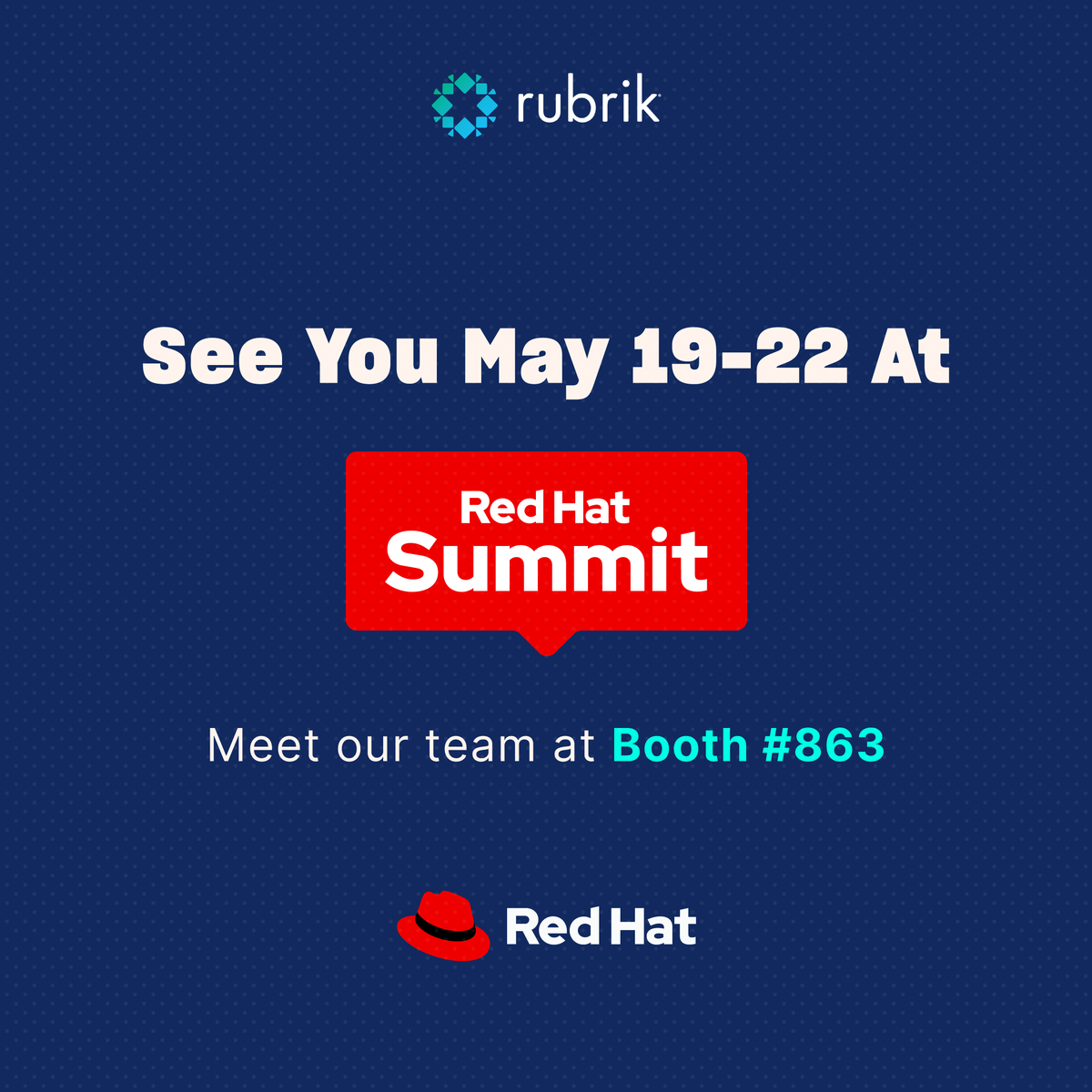 rubrikInc's tweet photo. As a Silver Sponsor at #RHSummit, Rubrik will be showcasing how to build a strong #CyberResiliency strategy, improve data protection, and reduce costs. Don't miss the chance to connect with industry leaders and discover the latest in IT innovation 👉 https://t.co/ZbJJOt60Em https://t.co/3uzfVqtjdB