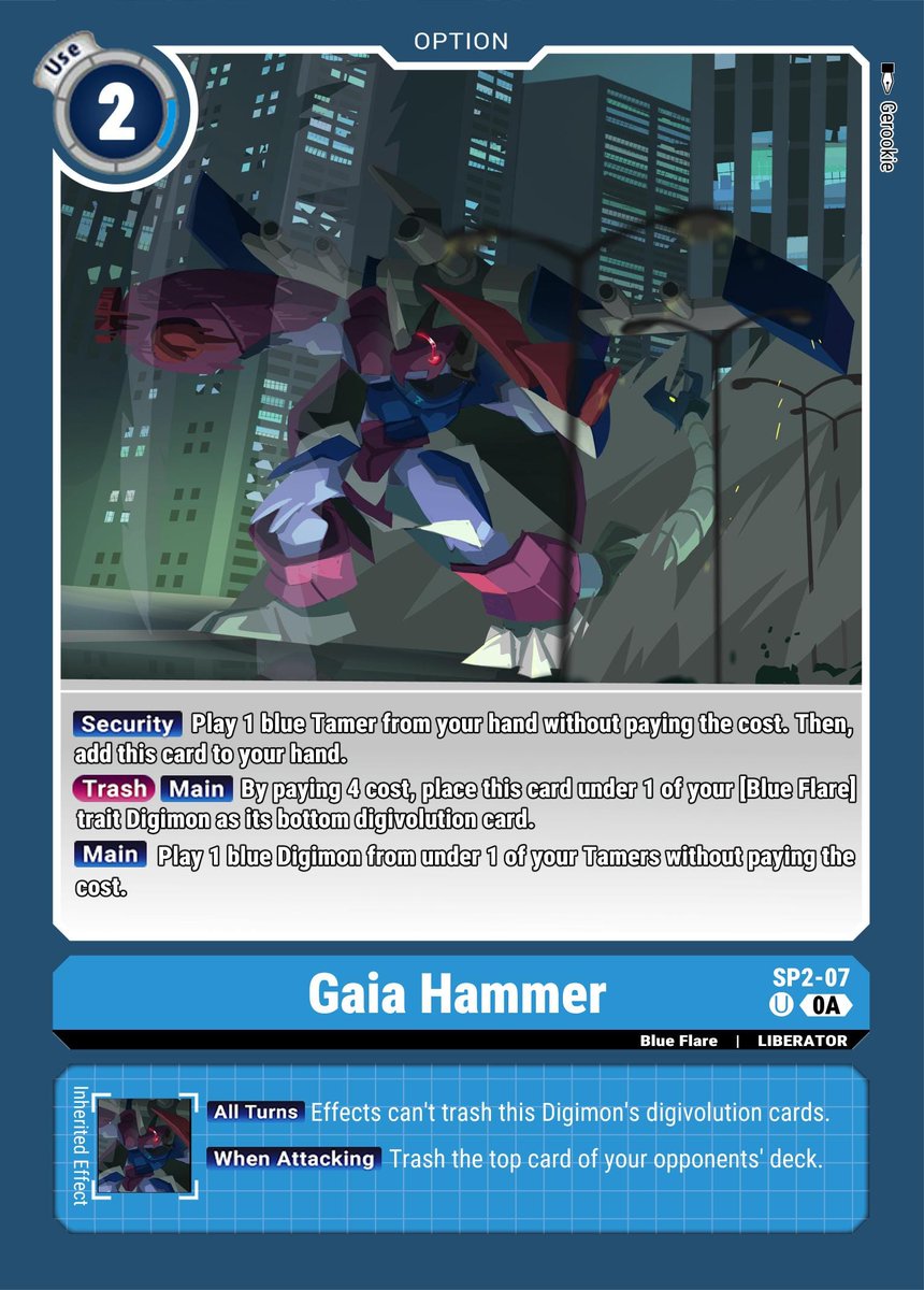 Got another set of custom #Digimon cards.
Big thanks to <a href="/gero_rivera/">gerookie (comms open)</a> for the art and EblkttysWorkshop on Etsy for making the cards.
And if you couldn't tell, my Neo Blue Flare Deck is gonna be a doozy by the time it's complete.
#DigimonLiberator