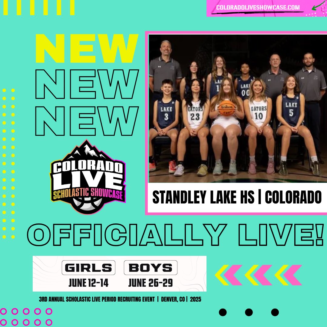 COLORADO LIVE Scholastic Showcase (@coloradolive_ss) on Twitter photo 🚨OFFICIALLY LIVE‼️🏀🏔️
Standley Lake GBB | <a href="/SLHSGators_GBB/">Standley Lake Girls Basketball</a> 🔥🔥
We are excited to have you competing on Rocky Mountains Big Stage!!
📍 Denver, CO
📆 June 12-14th
⏳ Open Registration until Friday May 23
💻 ColoradoLiveShowcase.com ⬅️✅
Don’t miss it‼️ 🚨OFFICIALLY LIVE‼️🏀🏔️
Standley Lake GBB | <a href="/SLHSGators_GBB/">Standley Lake Girls Basketball</a> 🔥🔥
We are excited to have you competing on Rocky Mountains Big Stage!!
📍 Denver, CO
📆 June 12-14th
⏳ Open Registration until Friday May 23
💻 ColoradoLiveShowcase.com ⬅️✅
Don’t miss it‼️