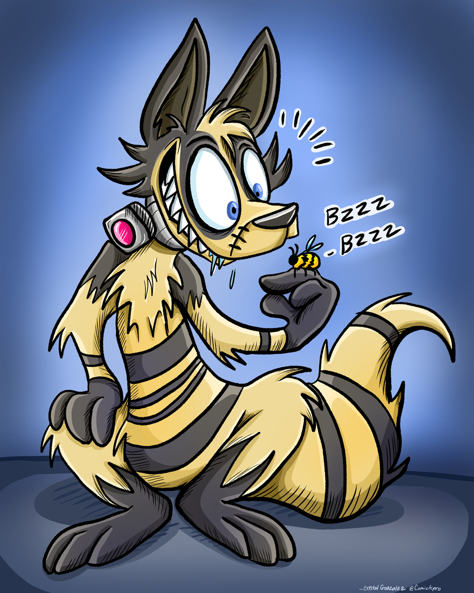 Comickpro's tweet image. A commission piece for BloomingDaemon . They requested a drawing of his character Syrinx, a wasp badger.

Commissions are still open! 2 slots left. Paypal only. If interested, note me on Newgrounds, DeviantArt, or my web contact form inthedarkcomics.com/contact