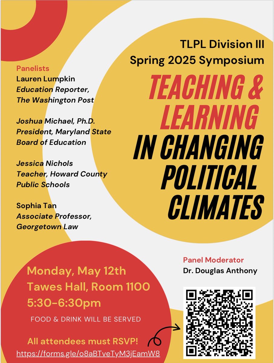 Senetria Blocker, NBCT (@mentorteacher4) on Twitter photo Join us for an inspiring panel discussion featuring education leaders from various disciplines, including ⚖️ law, 🏛️ policy, 🗞️ journalism, and 📚 practice! This symposium is sponsored by TLPL department. <a href="/UMDCollegeofEd/">UMD College of Education</a> #UMD #Education Join us for an inspiring panel discussion featuring education leaders from various disciplines, including ⚖️ law, 🏛️ policy, 🗞️ journalism, and 📚 practice! This symposium is sponsored by TLPL department. <a href="/UMDCollegeofEd/">UMD College of Education</a> #UMD #Education
