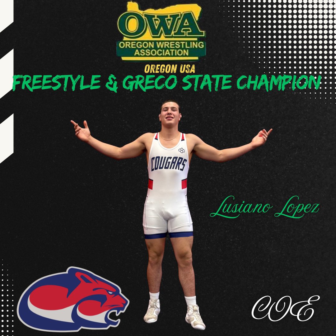 🚨FUTURE COUGAR UPDATE🚨
Our big man, Lusiano Lopez signed his National Letter of Intent last week, and dominated the scene last weekend winning an Oregon USA Freestyle and Greco State Championship. Great work Lusiano! 
#COE