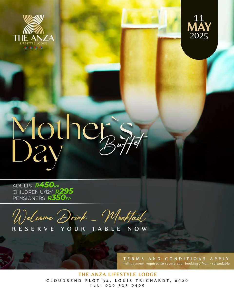 Celebrate Mom in style this Mother’s Day at The Anza Lifestyle Lodge! 

Join us for a delightful buffet filled with love, flavor, and unforgettable moments. Reserve your table today! 💐🍽️

 #MothersDayAtAnza #CelebrateMom #AnzaLifestyleLodge