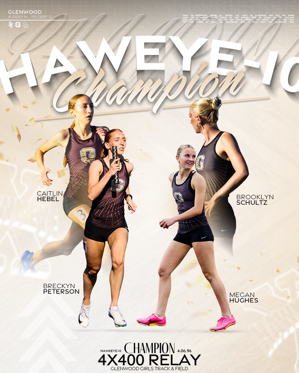 Congratulations to <a href="/GCHSGTF/">Glenwood Girls Track & Field</a>’s Megan Hughes, Caitlin Hebel, Brooklyn Schultz &amp; Breckyn Peterson on being  the 4x400 H-10 Conference Champion!