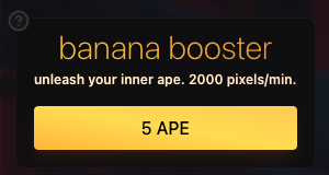 pixelsdotart's tweet image. time to FAFO. unlocking free Banana Boosters to the @ApeChainHUB community that mobs the hardest in the replies 👇

who&apos;s it gonna be? @GeezOnApe? @GobsOnApe? @ApeChainRILLAZ? @TokenGators? shadow&apos;d collections work too. MOB THIS SHIZ.