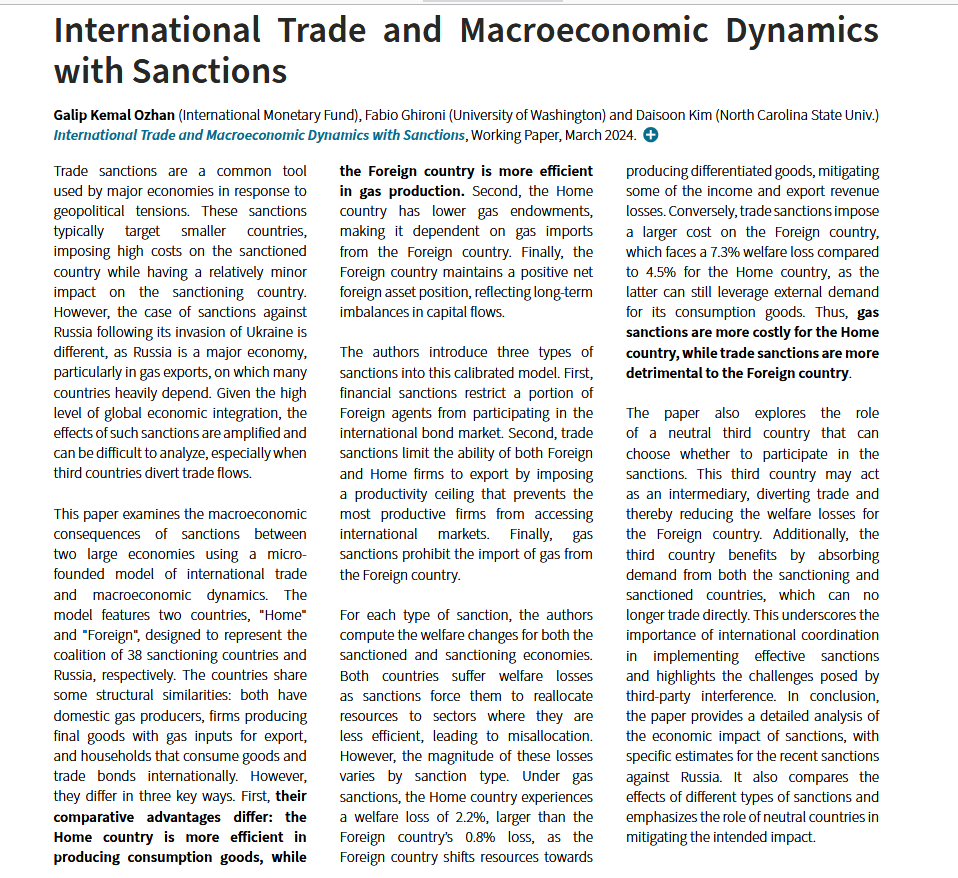 Nice summary of "International Trade and Macroeconomic Dynamics with Sanctions" in this <a href="/PSEinfo/">Paris School of Economics</a> newsletter: parisschoolofeconomics.eu/en/news/the-ja… <a href="/galipkemal/">G. Kemal Ozhan</a>, <a href="/DaisoonKim/">Daisoon Kim</a> &gt;